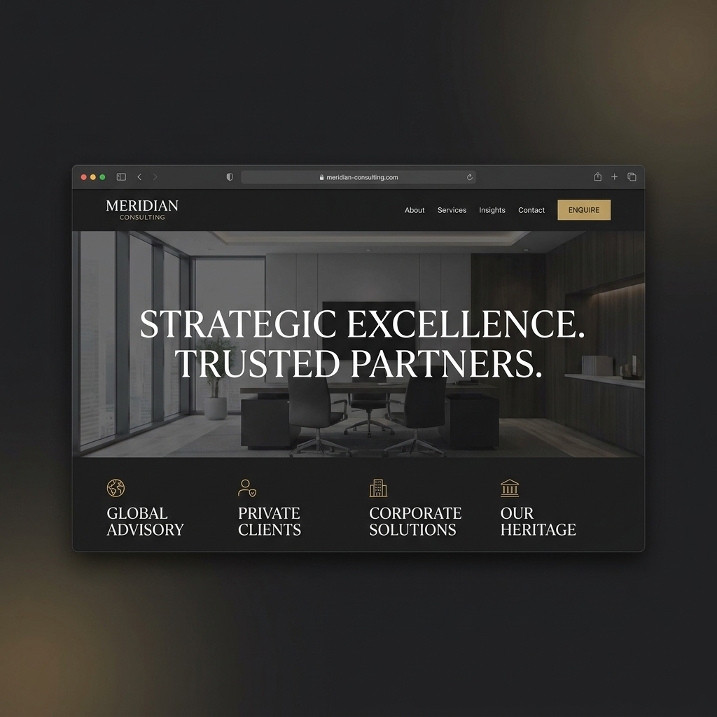 Example preview: a premium service business homepage rebuilt with stronger trust, clearer structure, and modern design